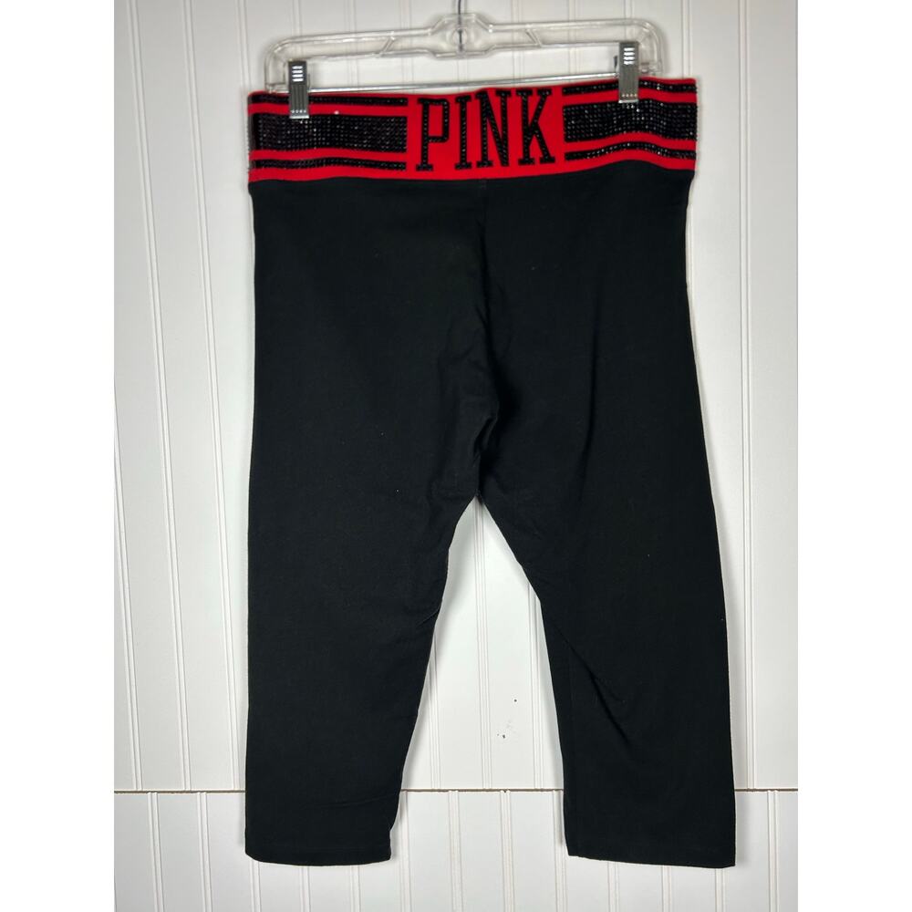 Y2K Victoria's Secret PINK Vintage Bling Yoga capris  Striped black red size L￼￼